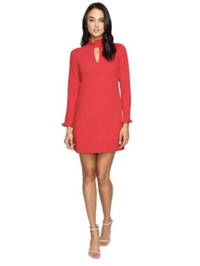 Shoshanna Red Melody Keyhole Ruffle Mini Short Dress Date Night Size 2 New